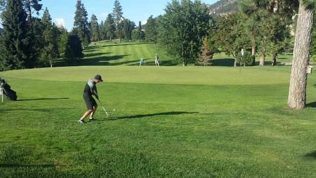 Casorso hits his delicate chip on the 18th